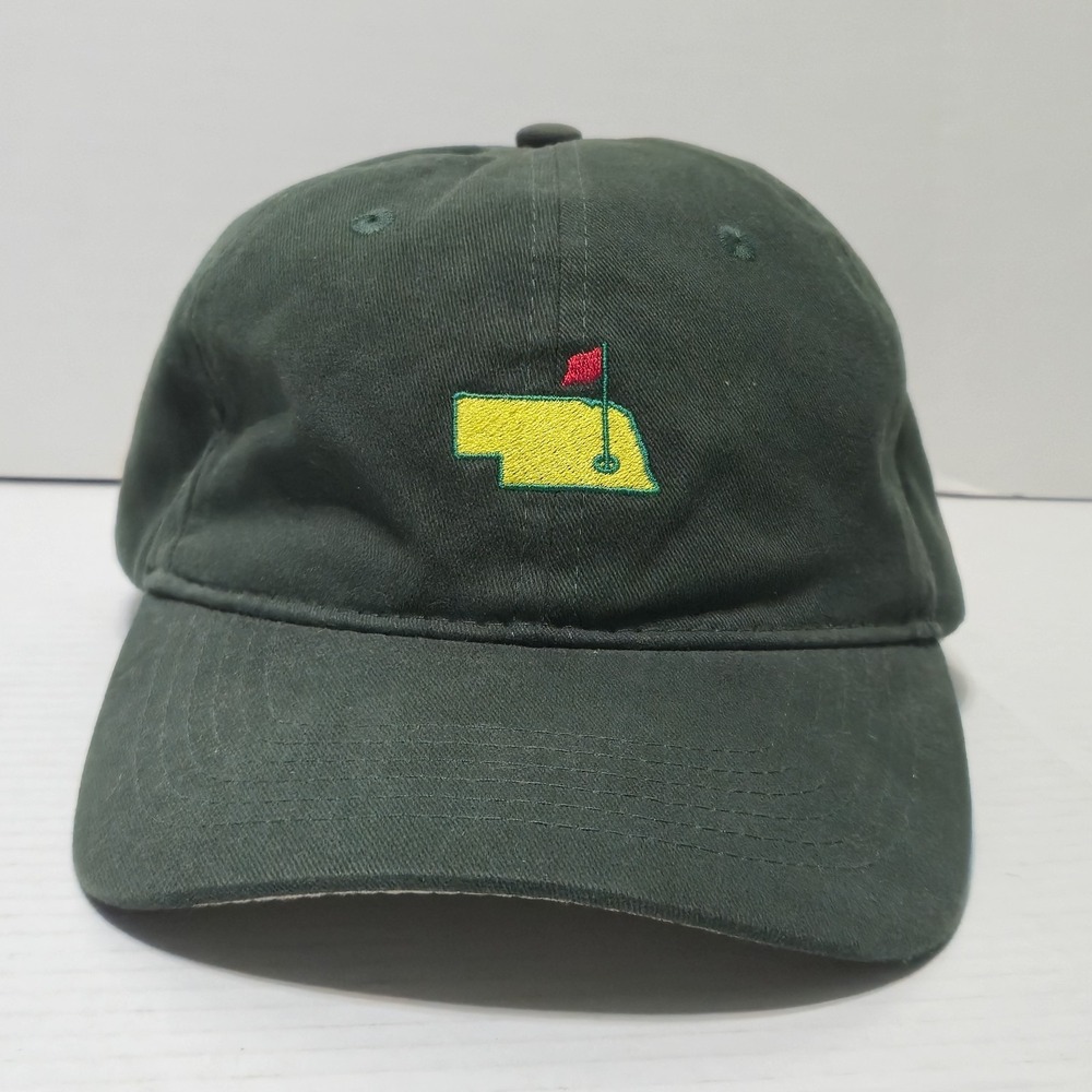 Masters Inspired Nebraska Golf Hat Green American Needle Adjustable 220C Mens